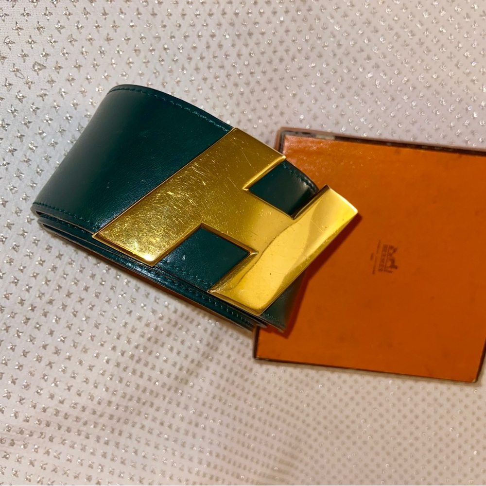 Hermès - Vintage - H Leather Belt - Dark Green (pine green).